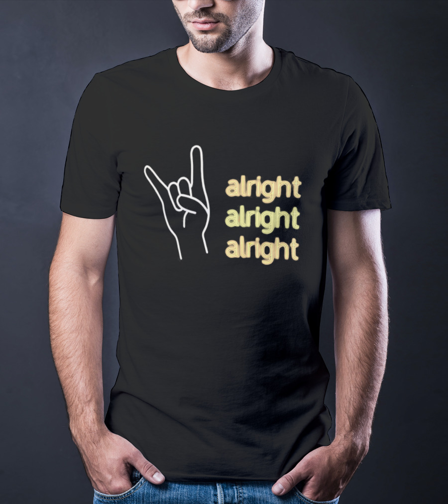 Texas Longhorns Hook Em Neon Sign Alright Alright Alright Gesture T-Shirt