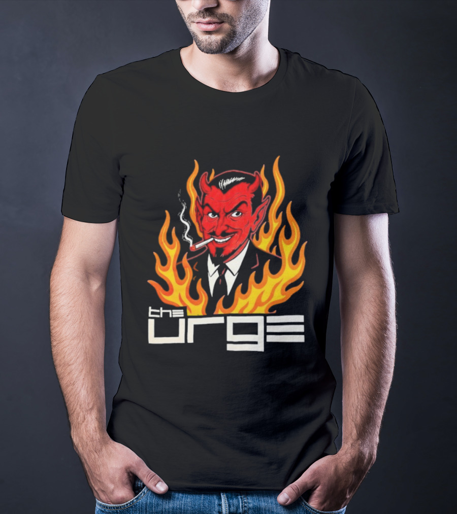The Urge Devil With Flames Smoking Cigar T-Shirt