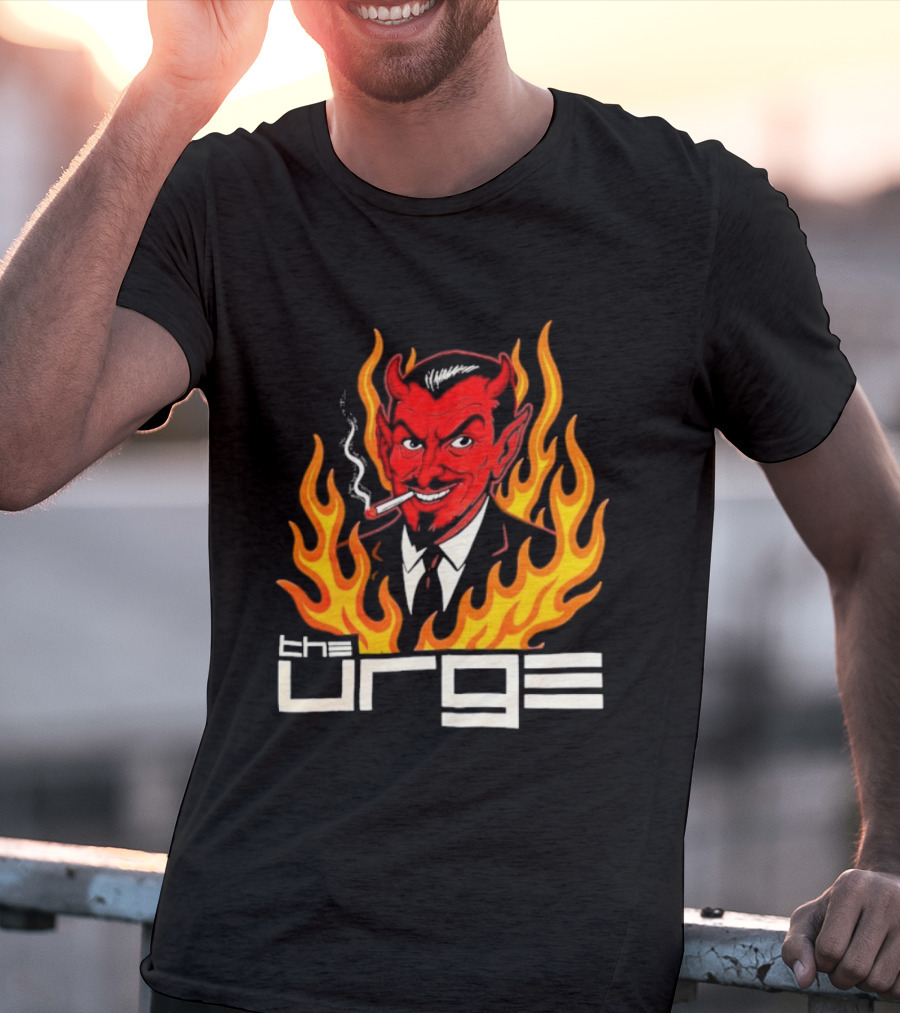 The Urge Devil With Flames Smoking Cigar T-Shirt
