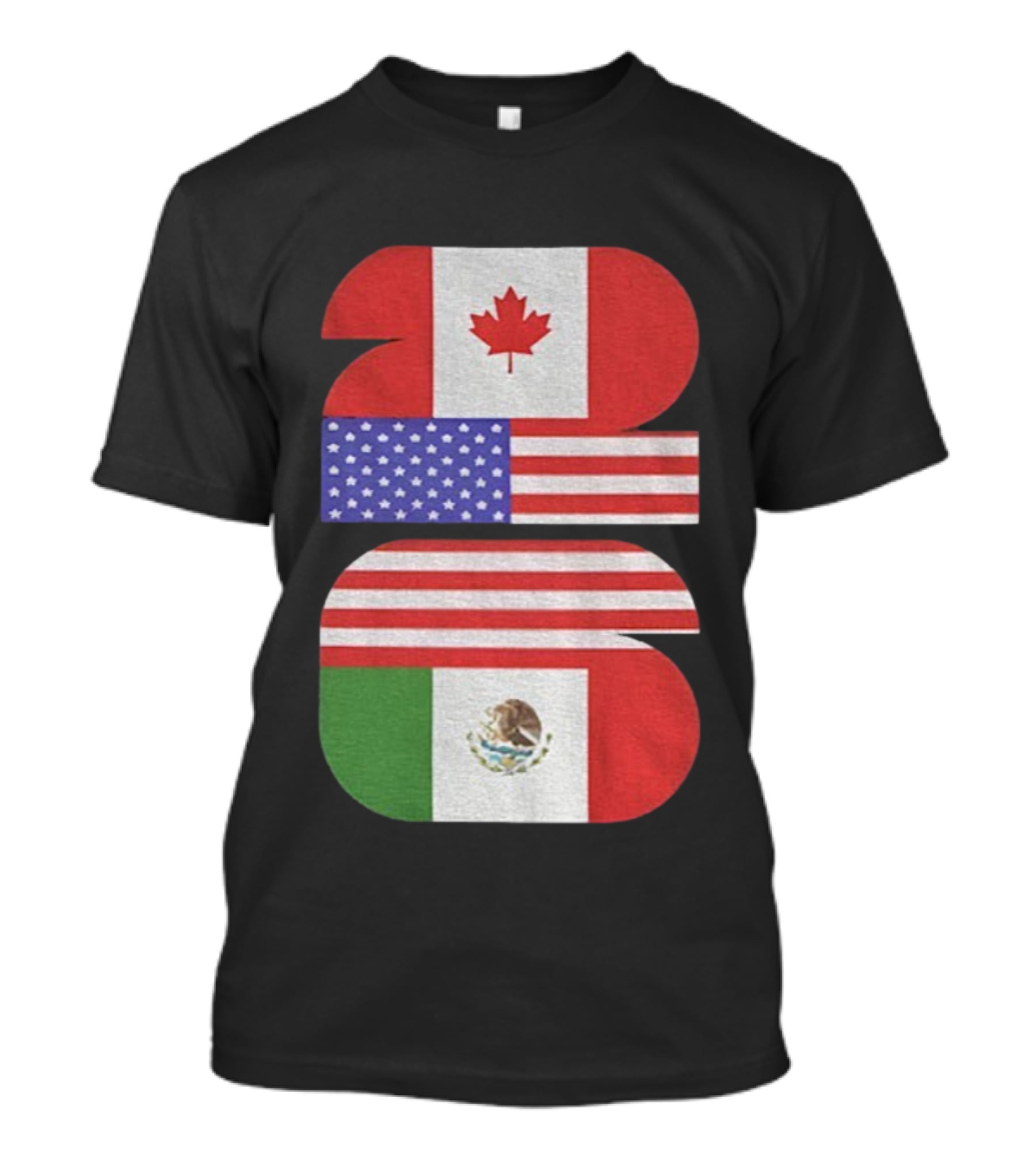 World Cup 2026 USA Canada Mexico Flag Design T-Shirt