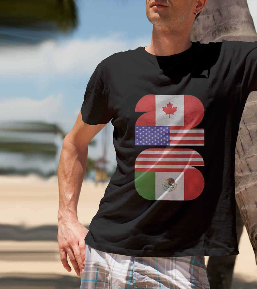 World Cup 2026 USA Canada Mexico Flag Design T-Shirt