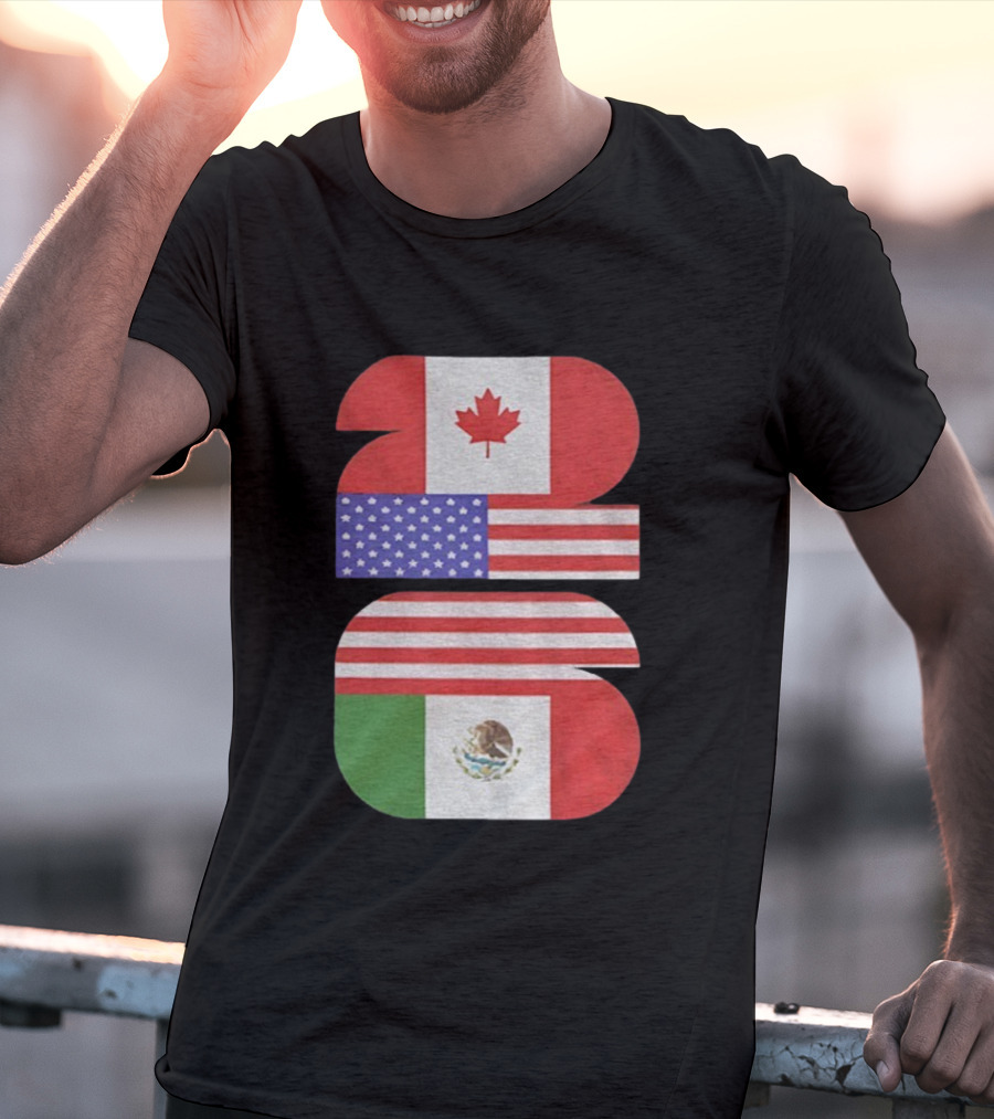 World Cup 2026 USA Canada Mexico Flag Design T-Shirt