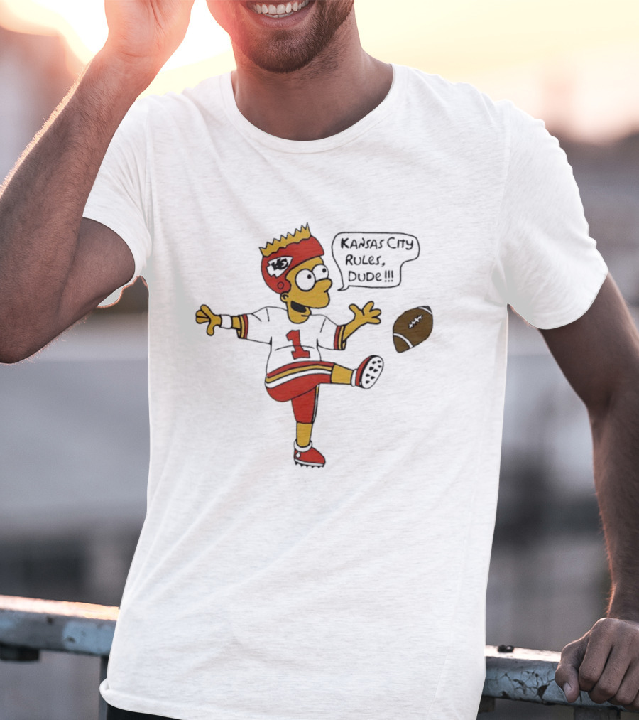 Bart Kansas City Chiefs Rules Dude Football Fan Kicking Fun T-Shirt