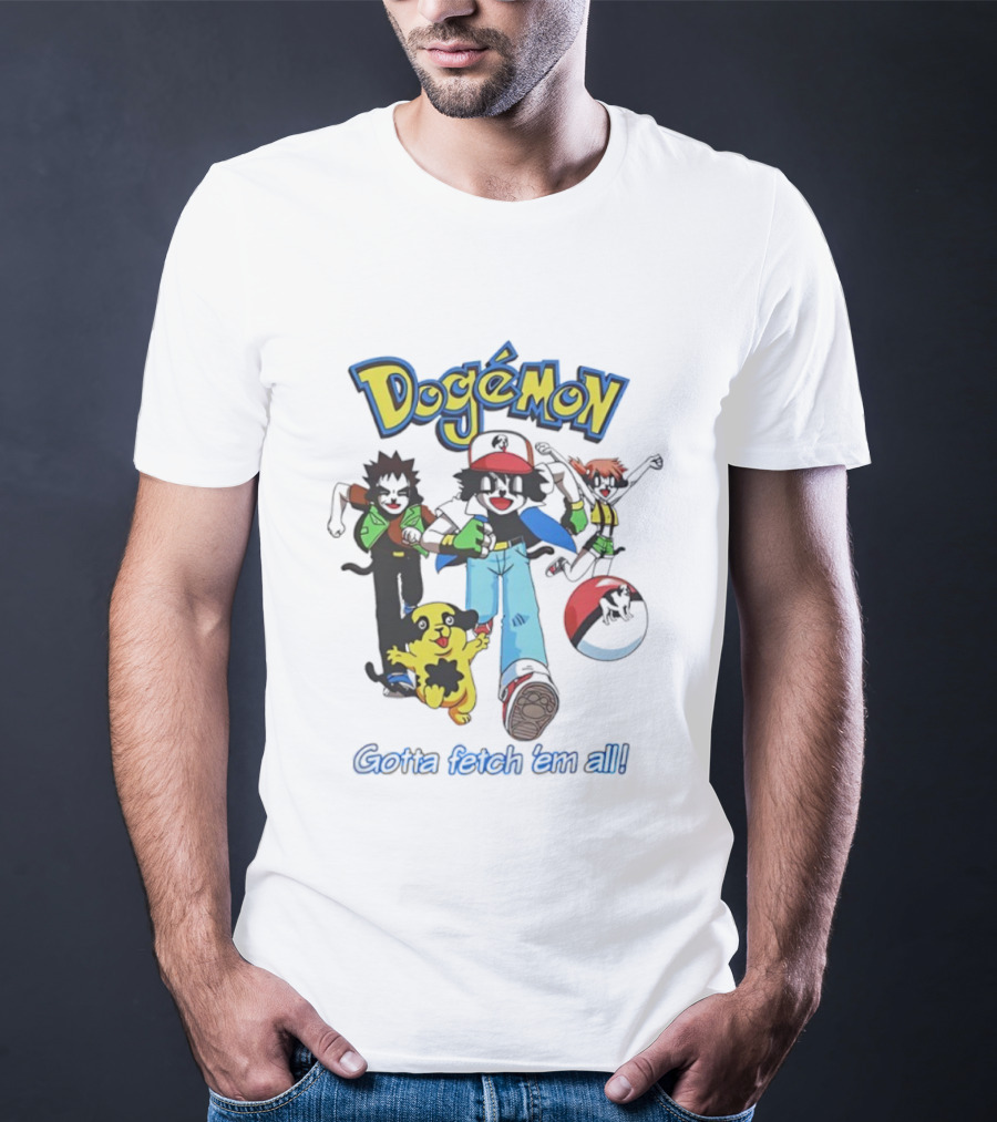 Big Dogs Dogémon Gotta Fetch ’Em All Playful Parody Characters T-Shirt