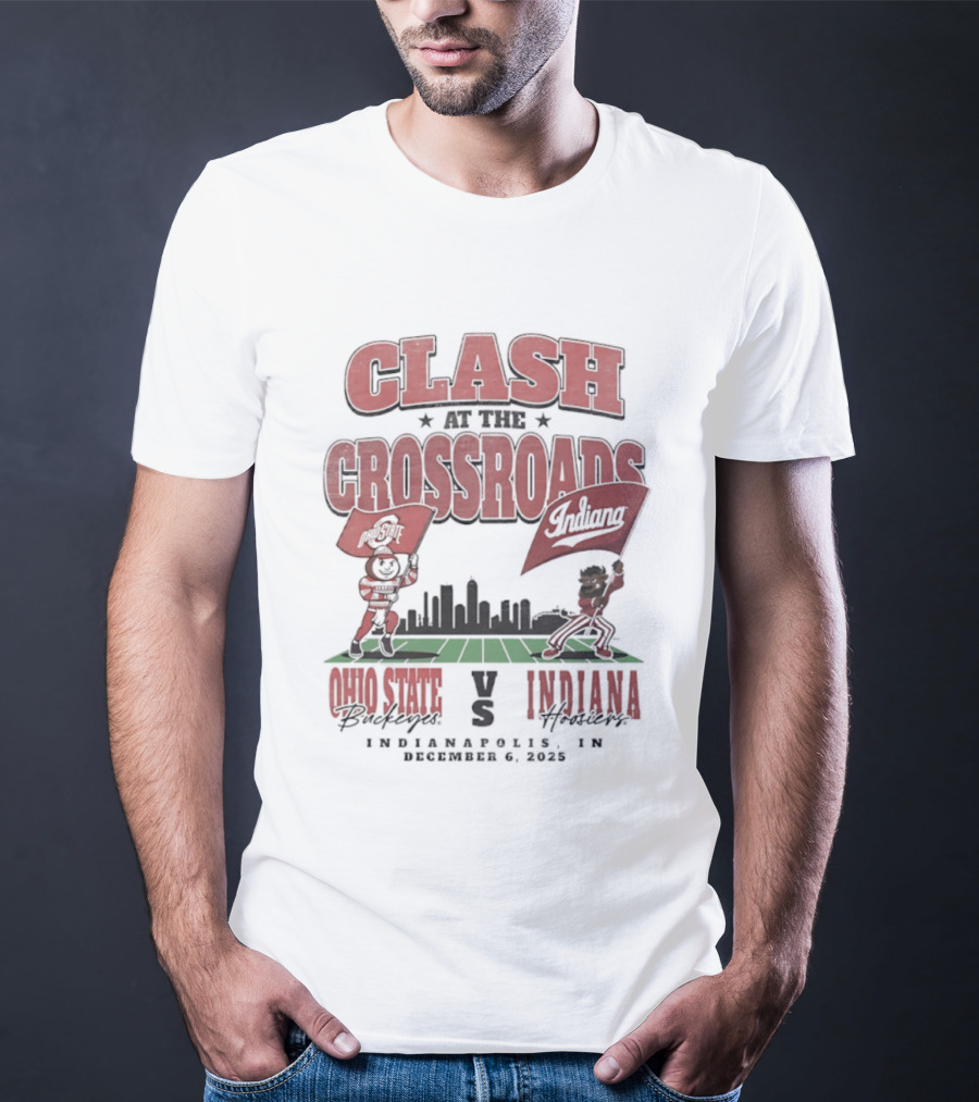 Clash At The Crossroads Ohio State Buckeyes Vs Indiana Hoosiers Indianapolis 2025 T-Shirt
