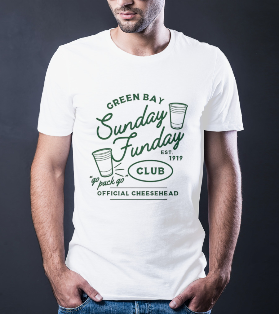 Green Bay Sunday Funday Established 1919 Official Cheesehead Pack Of Fun Club T-Shirt