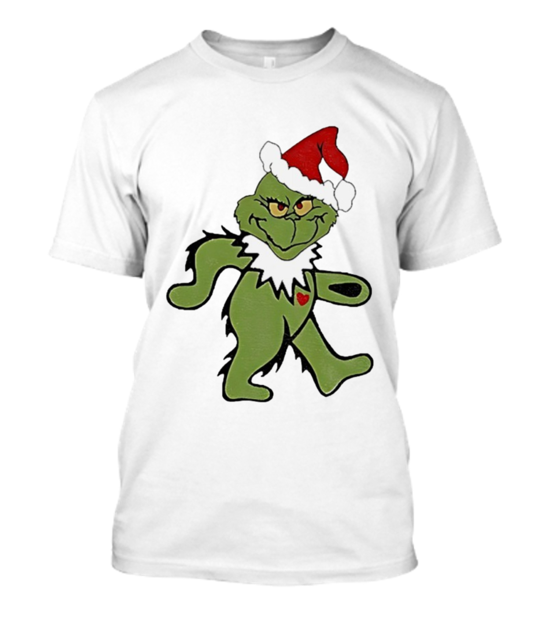 Grinch Wearing Santa Hat Dancing Bear Christmas T-Shirt