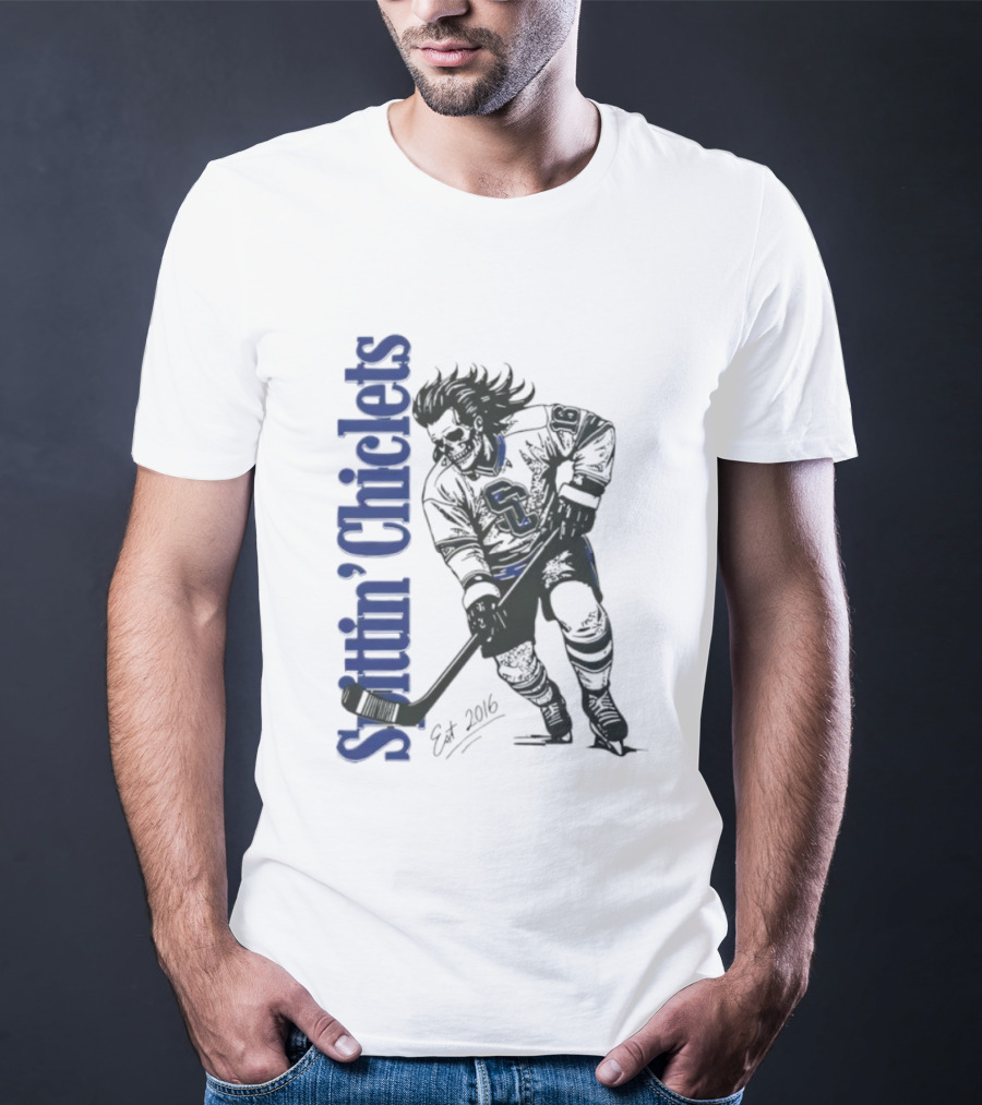 Hockey Spittin Chiclets Skullet Est 2016 Vertical T-Shirt
