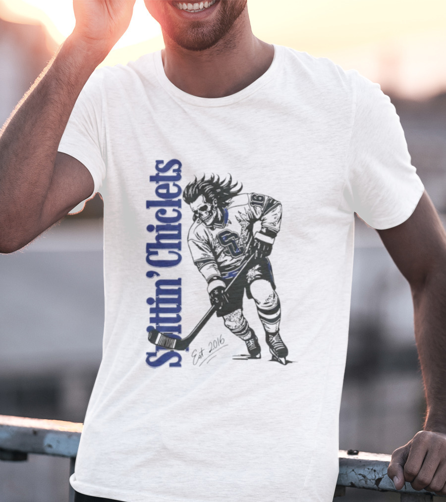 Hockey Spittin Chiclets Skullet Est 2016 Vertical T-Shirt