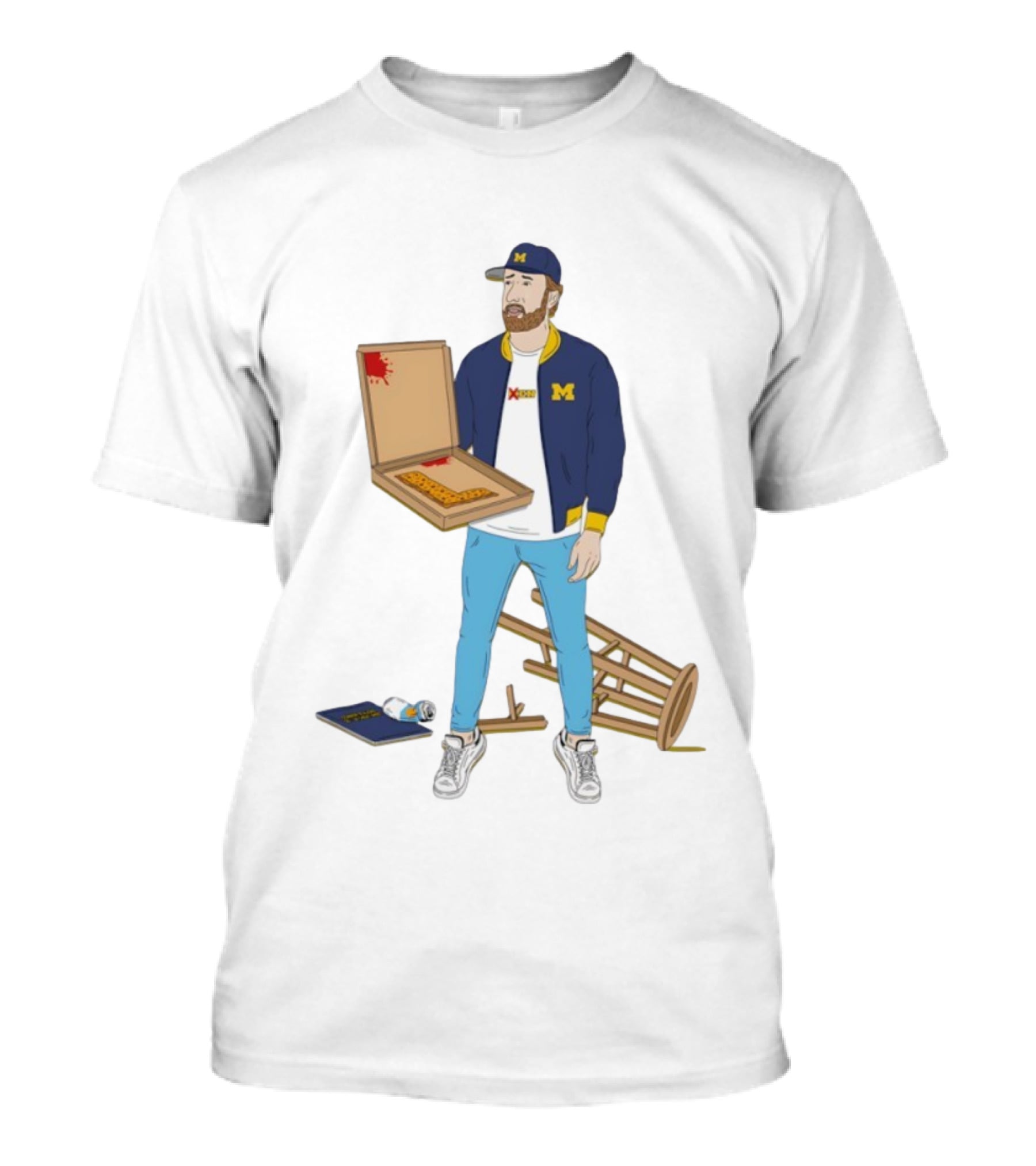 Michigan Wolverines XEN Connor Stali Jong 20-24 Cheat She Pizza Box Football Fan Outfit T-Shirt