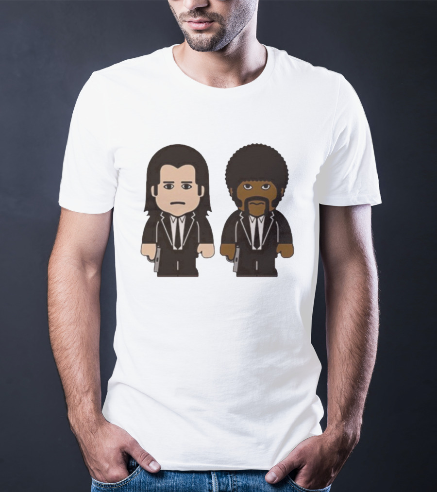 Samuel L Jackson Pulp Fiction Jules And Vincent Cartoon Characters T-Shirt
