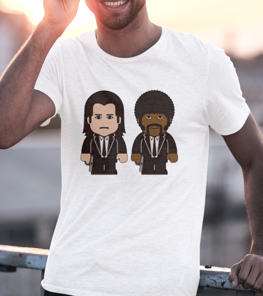 Samuel L Jackson Pulp Fiction Jules And Vincent Cartoon Characters T-Shirt