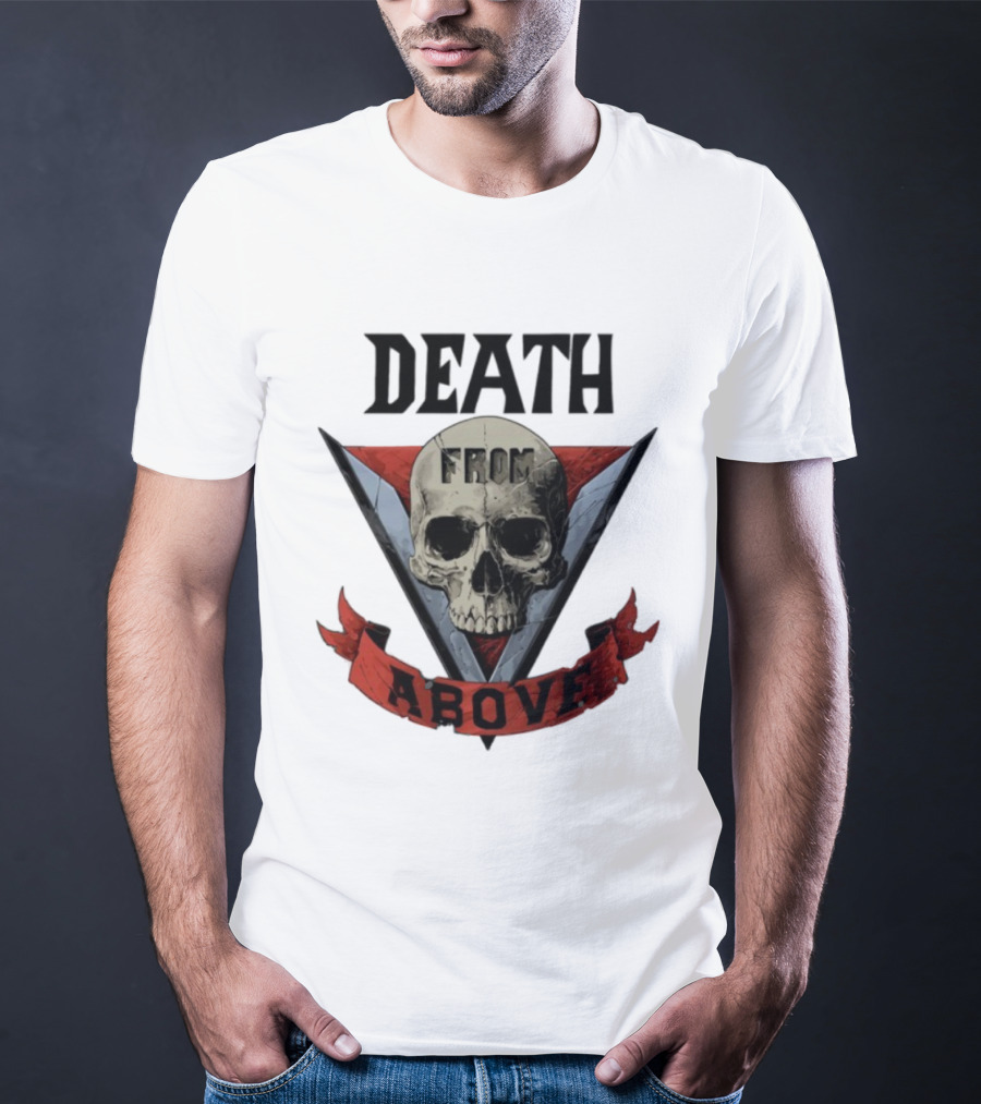 Skull Death From Above V Emblem Red Banner T-Shirt