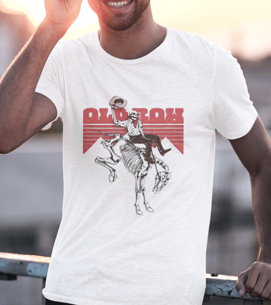 Old Row Cowboy Skeleton Rider With Horse And The Cowboy Killer Cowboy T-Shirt