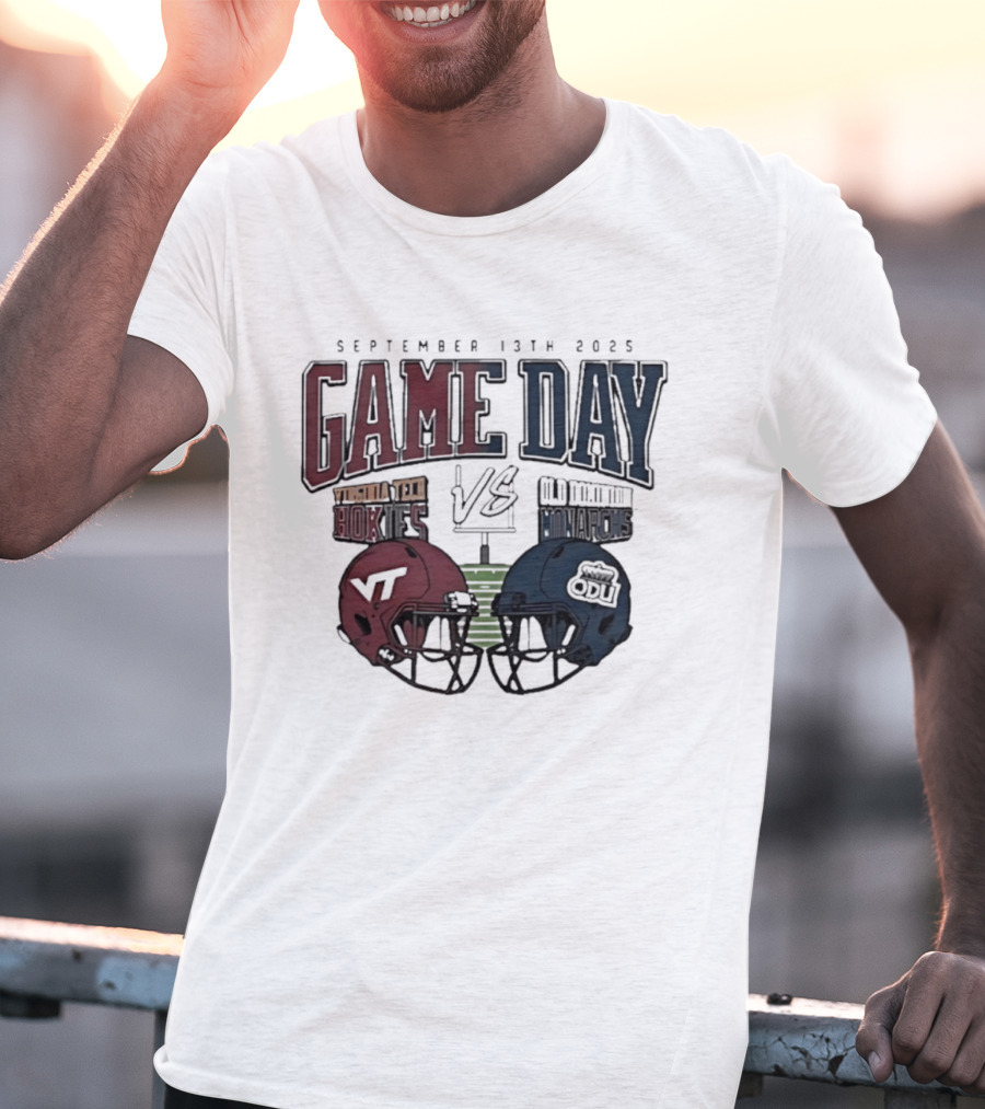 Virginia Tech Hokies Vs Old Dominion Monarchs September 13th 2025 Gameday Helmet Matchup T-Shirt