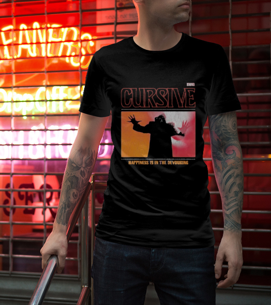 Cursive Happiness Is In The Devouring Silhouette And Vibrant Gradient T-Shirt