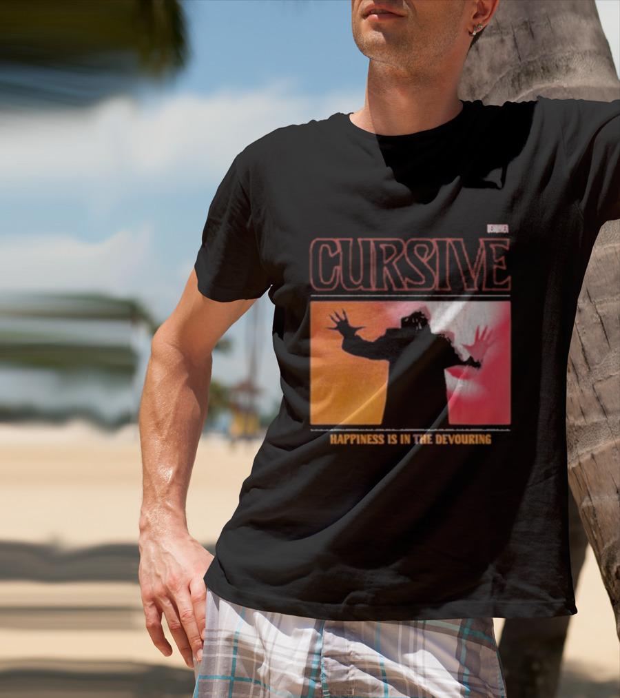 Cursive Happiness Is In The Devouring Silhouette And Vibrant Gradient T-Shirt