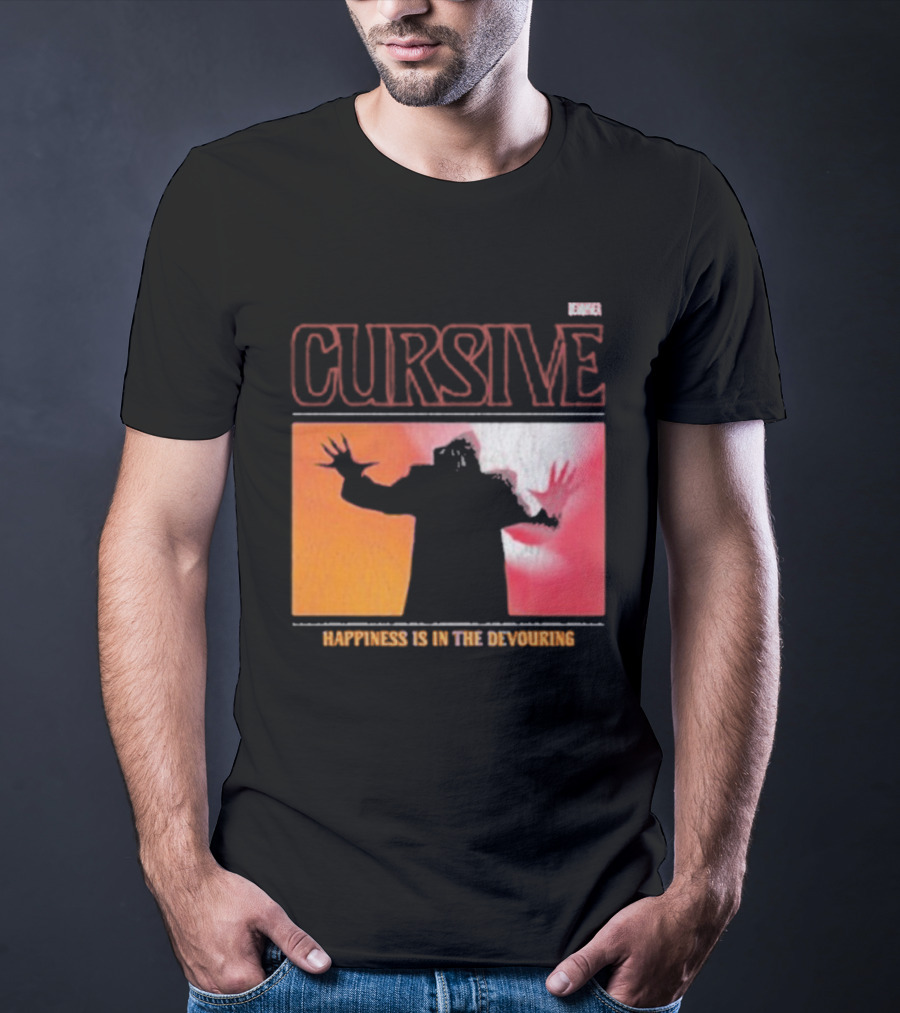Cursive Happiness Is In The Devouring Silhouette And Vibrant Gradient T-Shirt