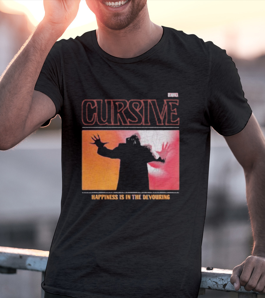 Cursive Happiness Is In The Devouring Silhouette And Vibrant Gradient T-Shirt
