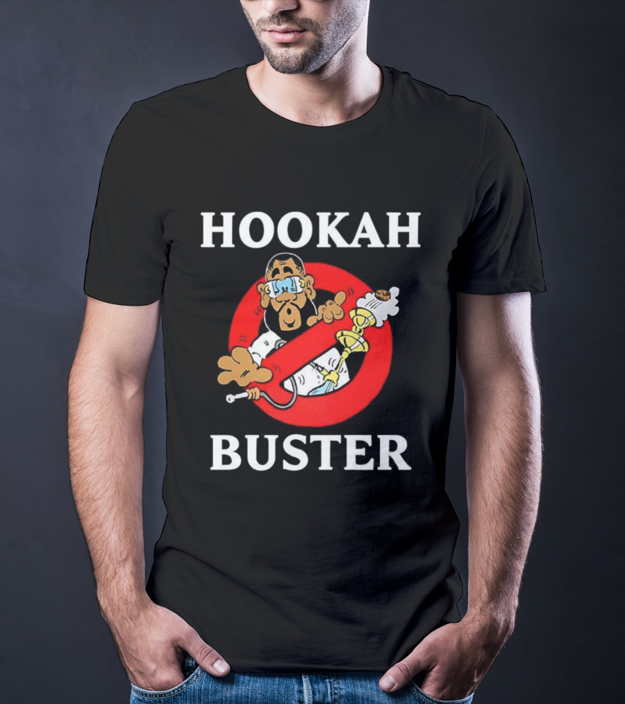 Hookah Buster Caricature Red Circle Cross Illustration T-Shirt