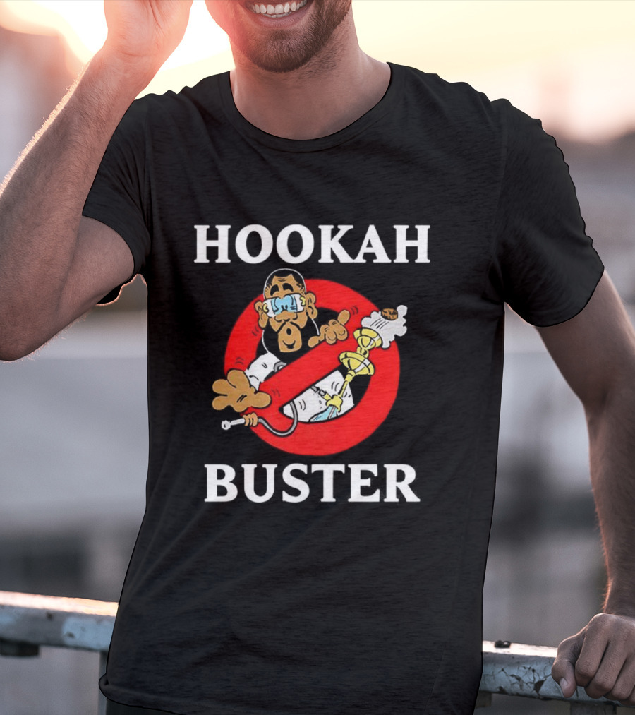 Hookah Buster Caricature Red Circle Cross Illustration T-Shirt