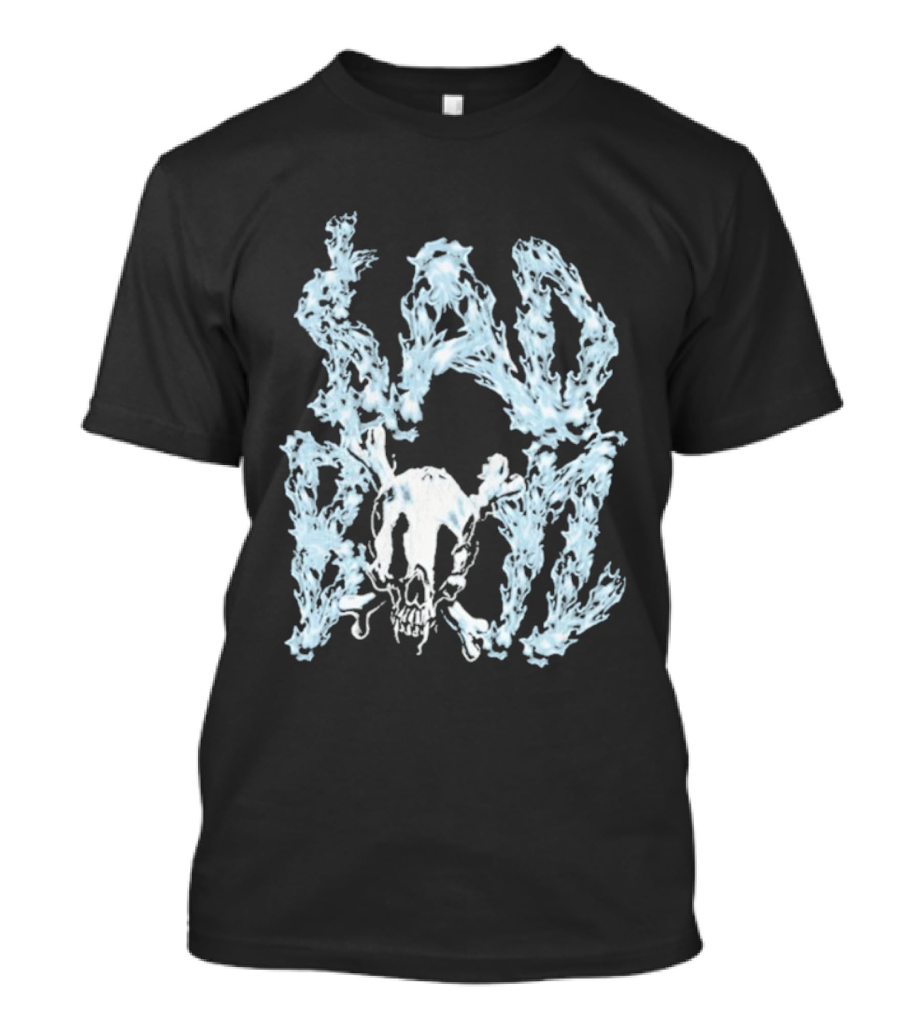 Sad Boyz Chrome Skull Font Blue Icy Flames T-Shirt