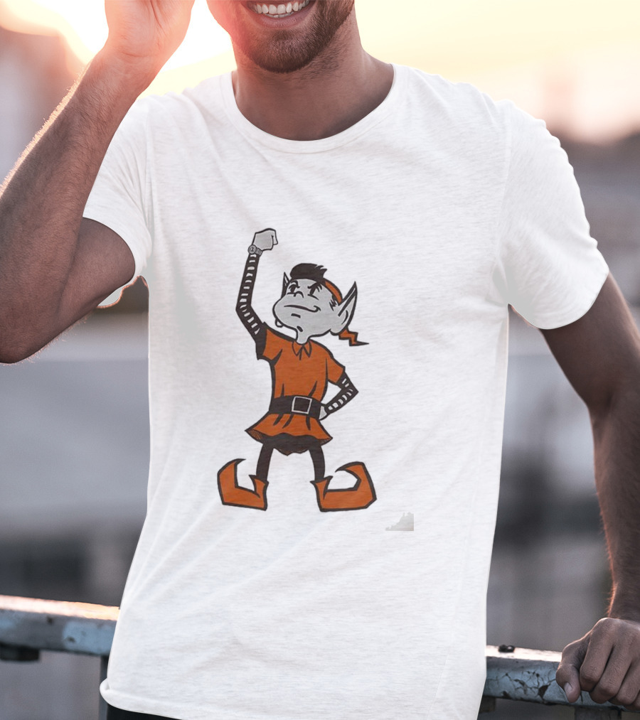 Cleveland Browns Brownie The Elf Mascot Fist Raised T-Shirt