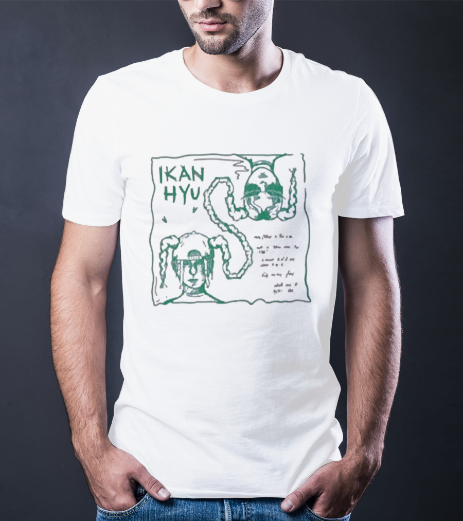 Ikan Hyu Catch Me If You Can Playful Green Octopus And Monster Doodle Art T-Shirt