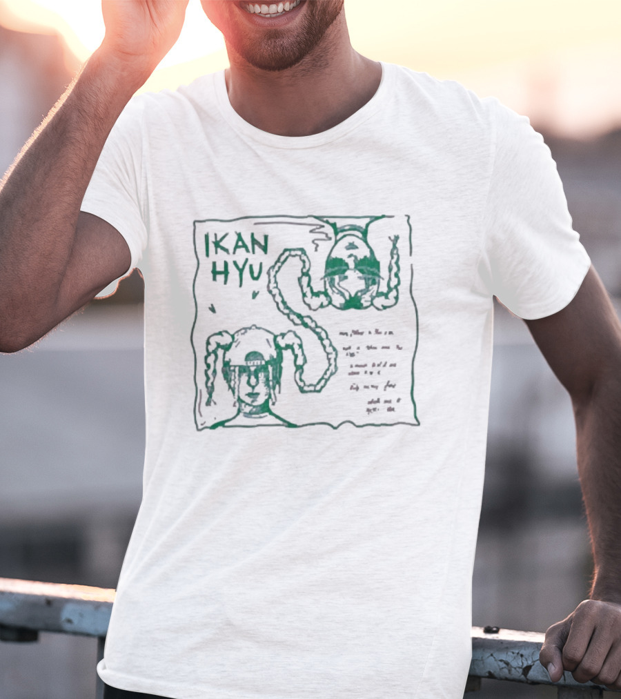 Ikan Hyu Catch Me If You Can Playful Green Octopus And Monster Doodle Art T-Shirt