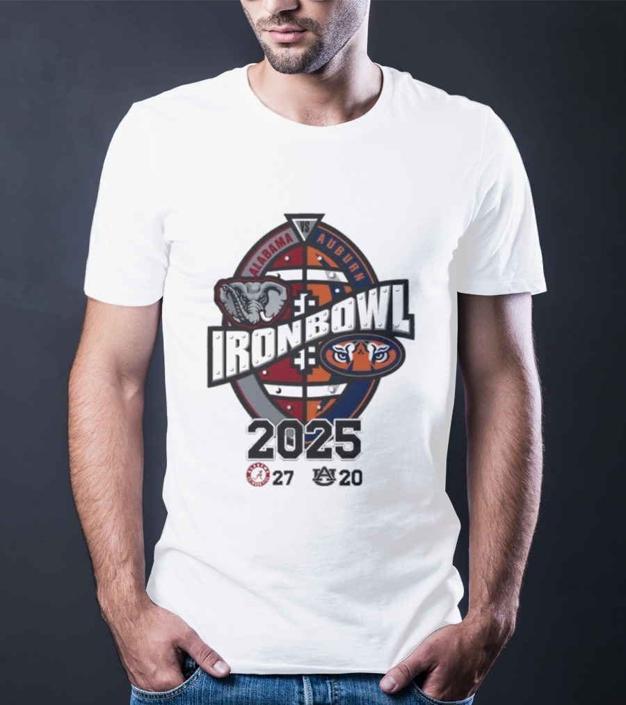 Alabama Vs Auburn Iron Bowl 2025 Football Rivalry Score 27-20 T-Shirt