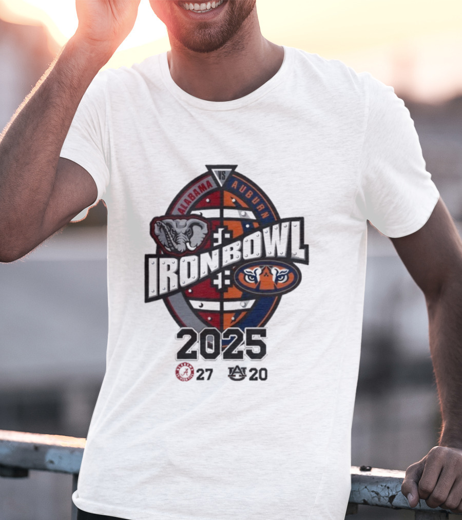 Alabama Vs Auburn Iron Bowl 2025 Football Rivalry Score 27-20 T-Shirt