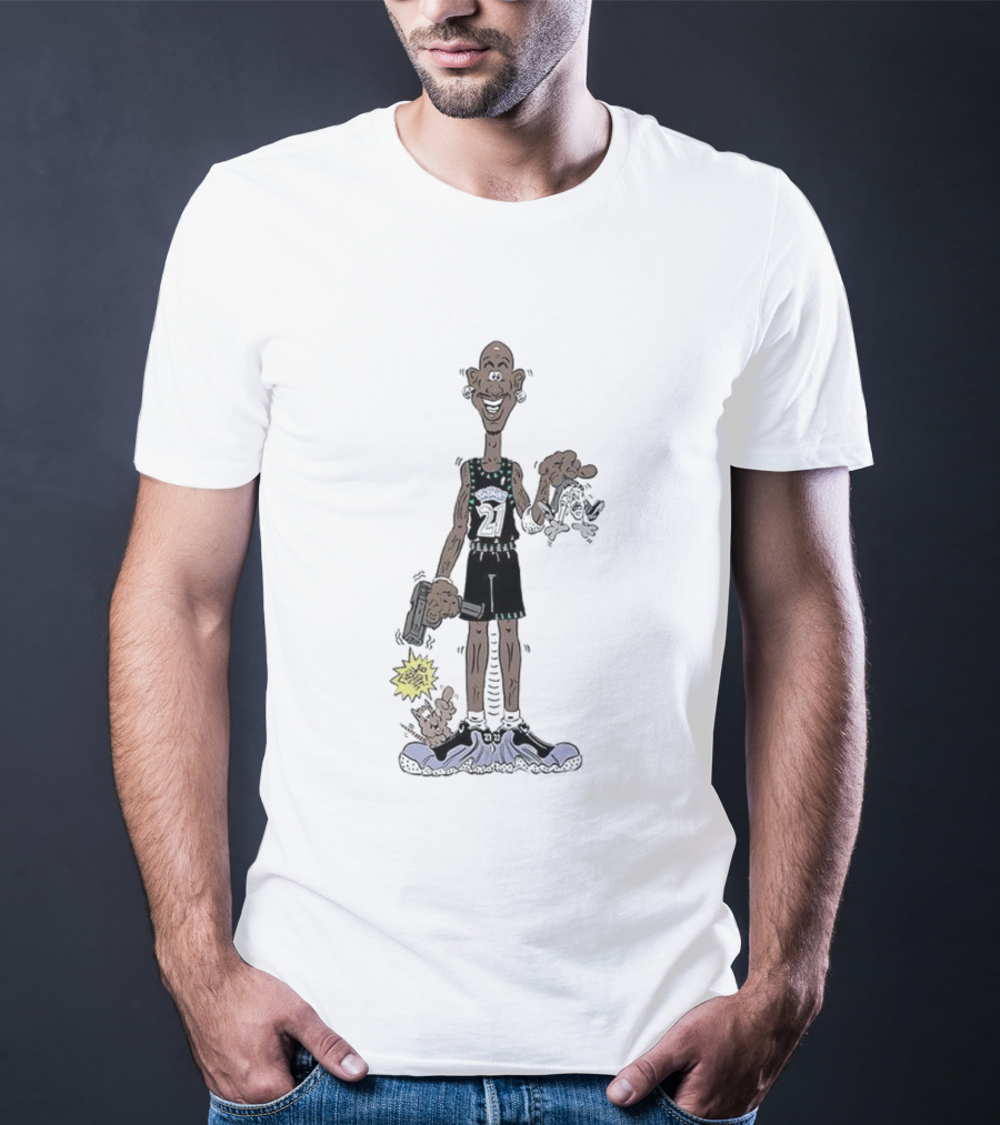 Latrell Sprewell NBA Number 21 Caricature Holding Hammer Minnesota Basketball T-Shirt