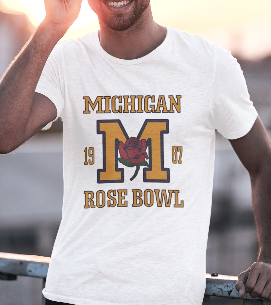 Michigan 1987 Rose Bowl M Rose Emblem T-Shirt