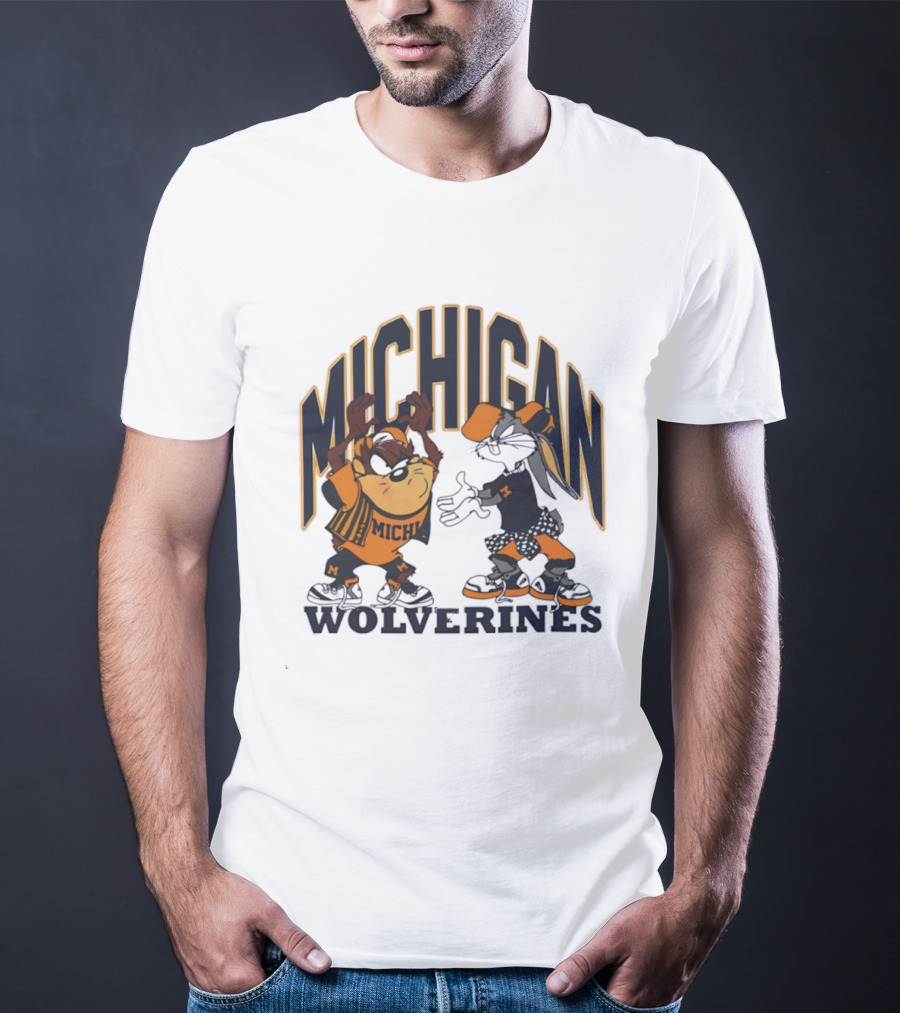 Michigan Wolverines Basketball Tasmanian Devil Bugs Bunny Crossover T-Shirt