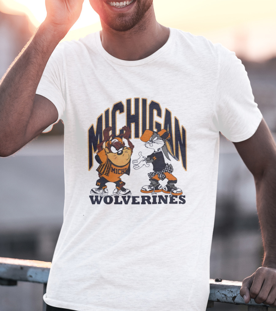 Michigan Wolverines Basketball Tasmanian Devil Bugs Bunny Crossover T-Shirt