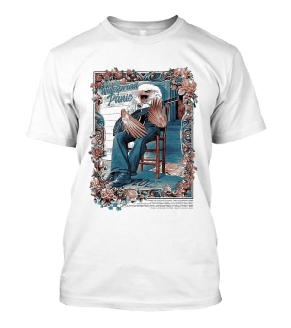Widespread Panic 2025 Eagle Tour With Guitar And Floral Frame T-Shirt