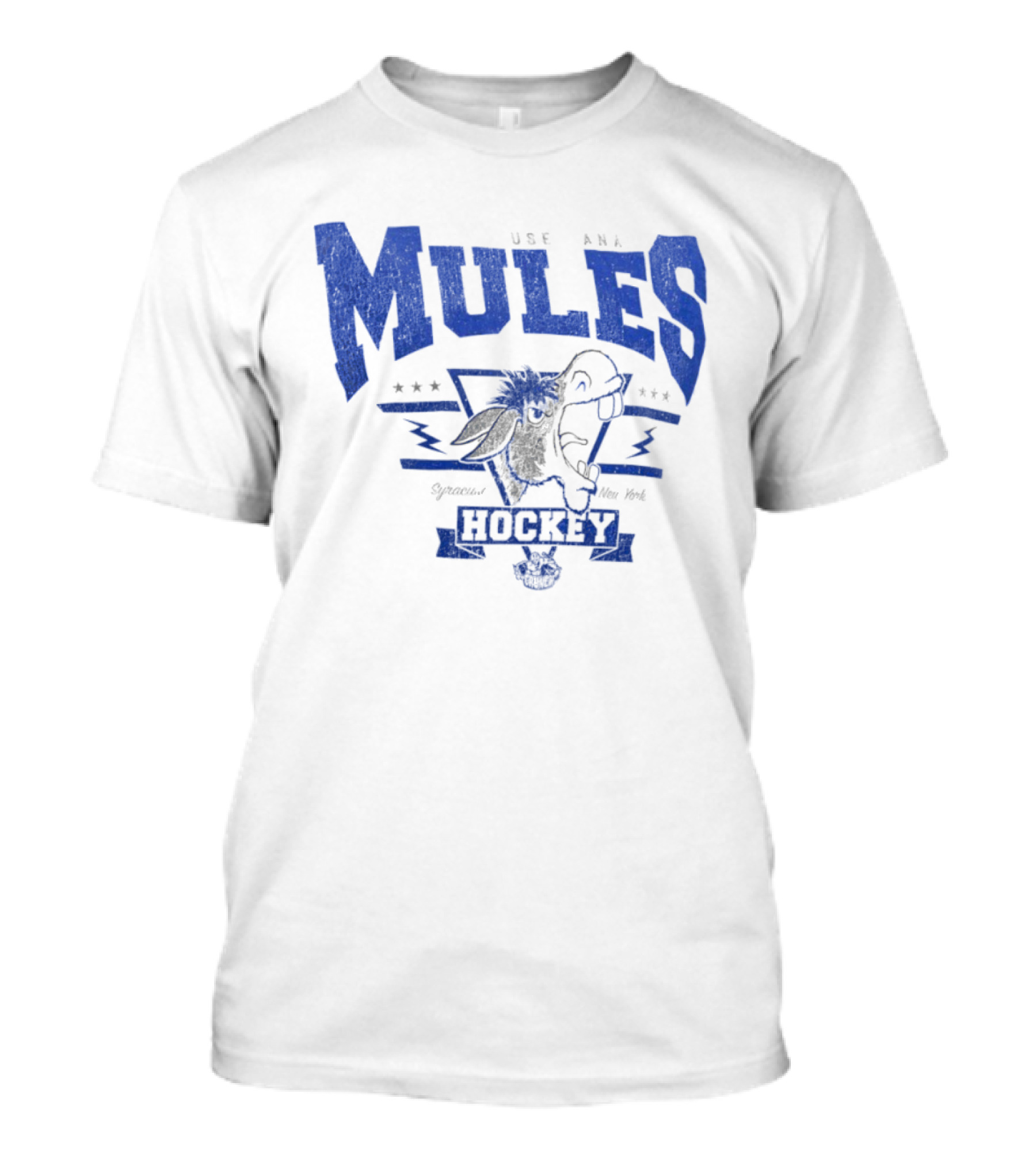 Syracuse Crunch Use Ana Mules Hockey Throwback New York T-Shirt