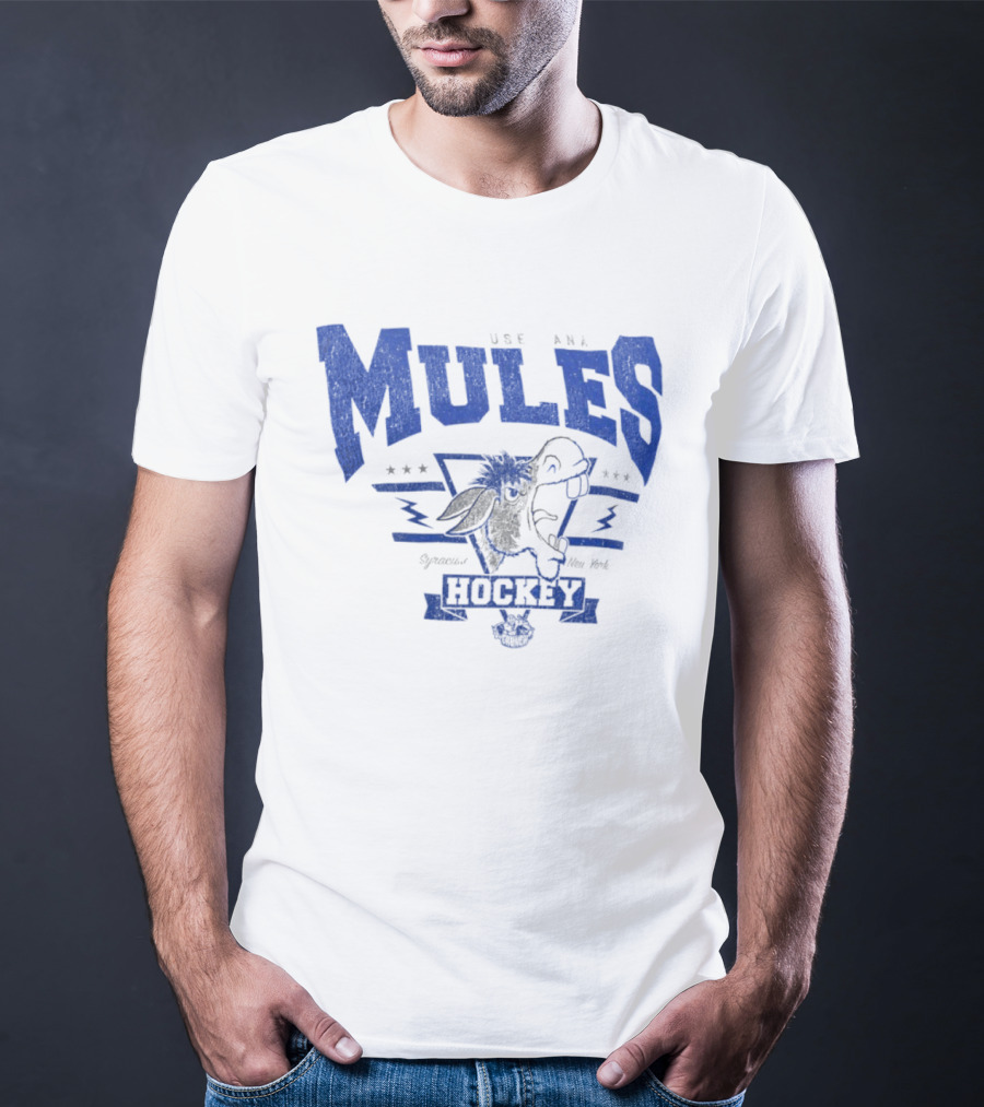 Syracuse Crunch Use Ana Mules Hockey Throwback New York T-Shirt