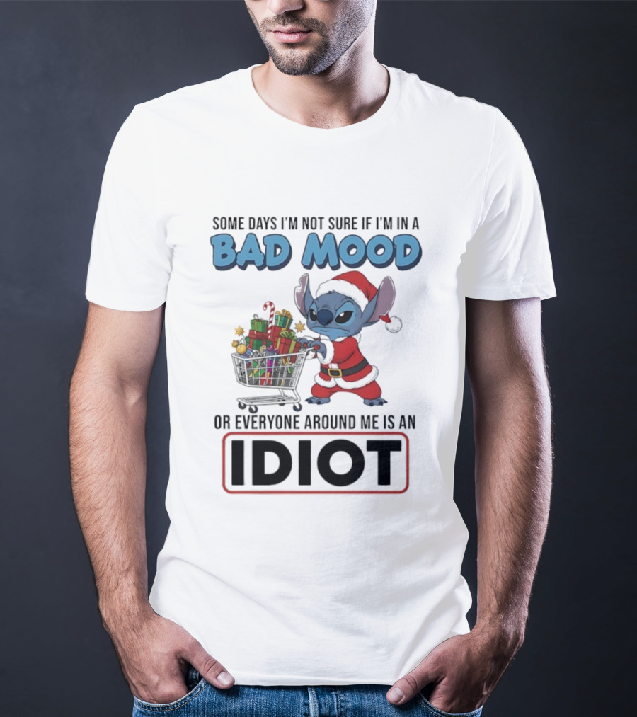 Christmas Stitch Some Days Bad Mood Idiot Holiday Gift Scene T-Shirt