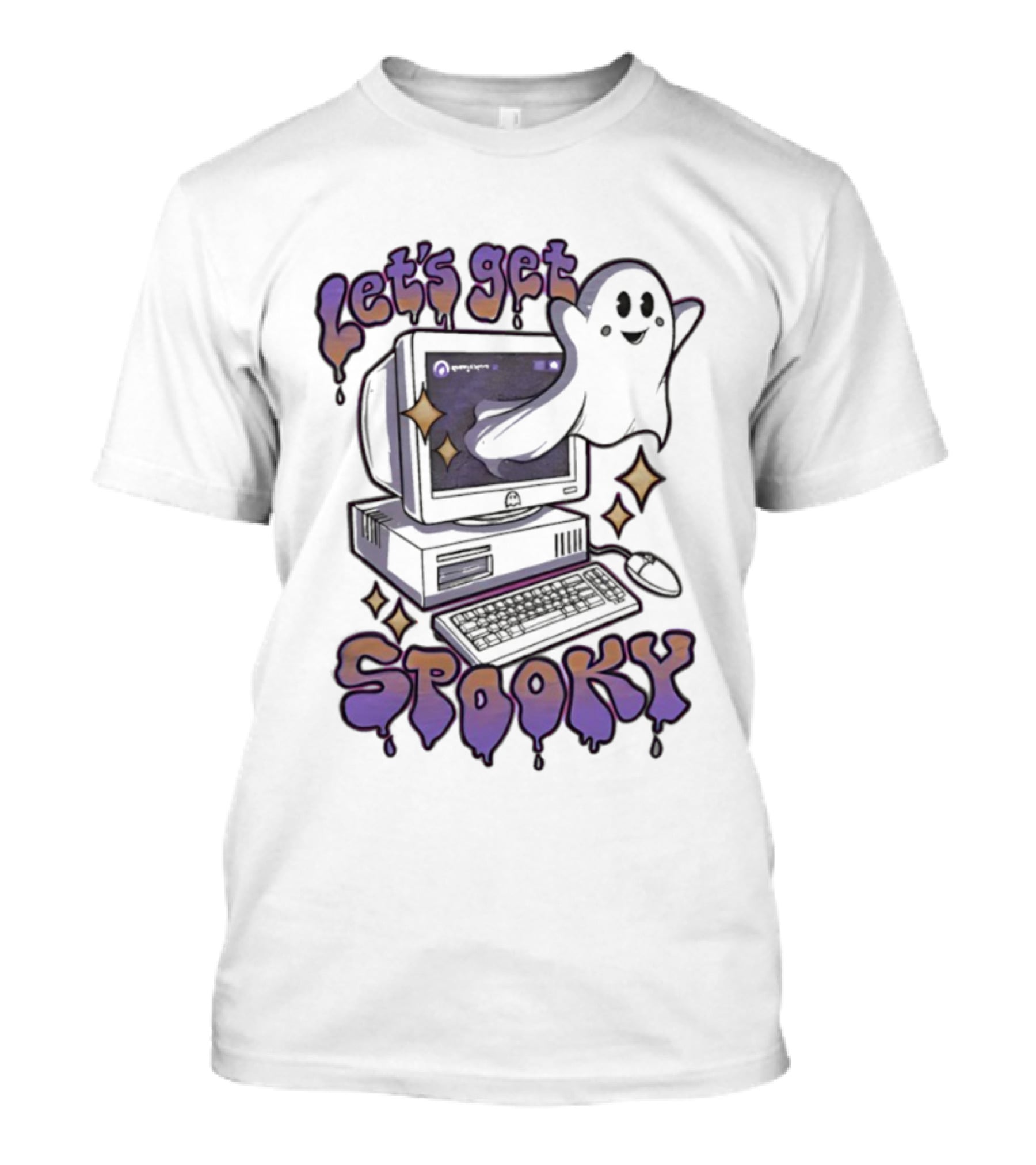 Let's Get Spooky Ghost Computer Halloween T-Shirt
