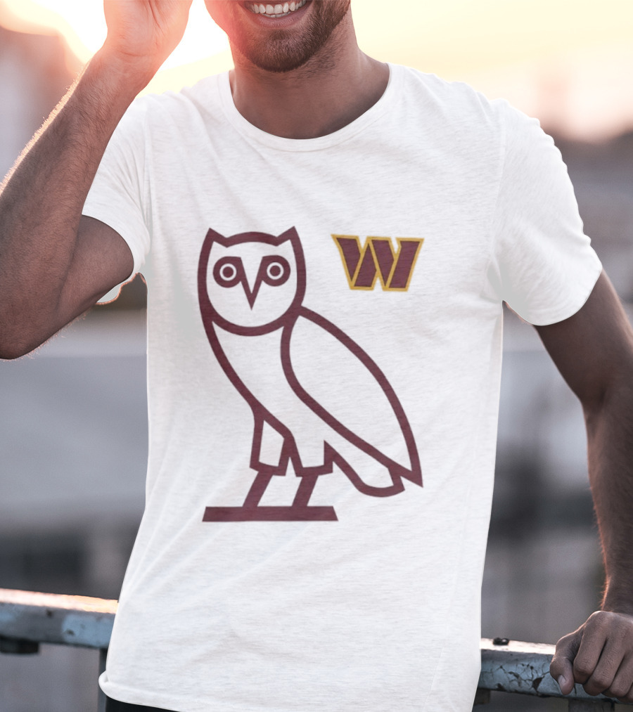 Washington Commanders OVO NFL Collaboration Owl W Logo T-Shirt