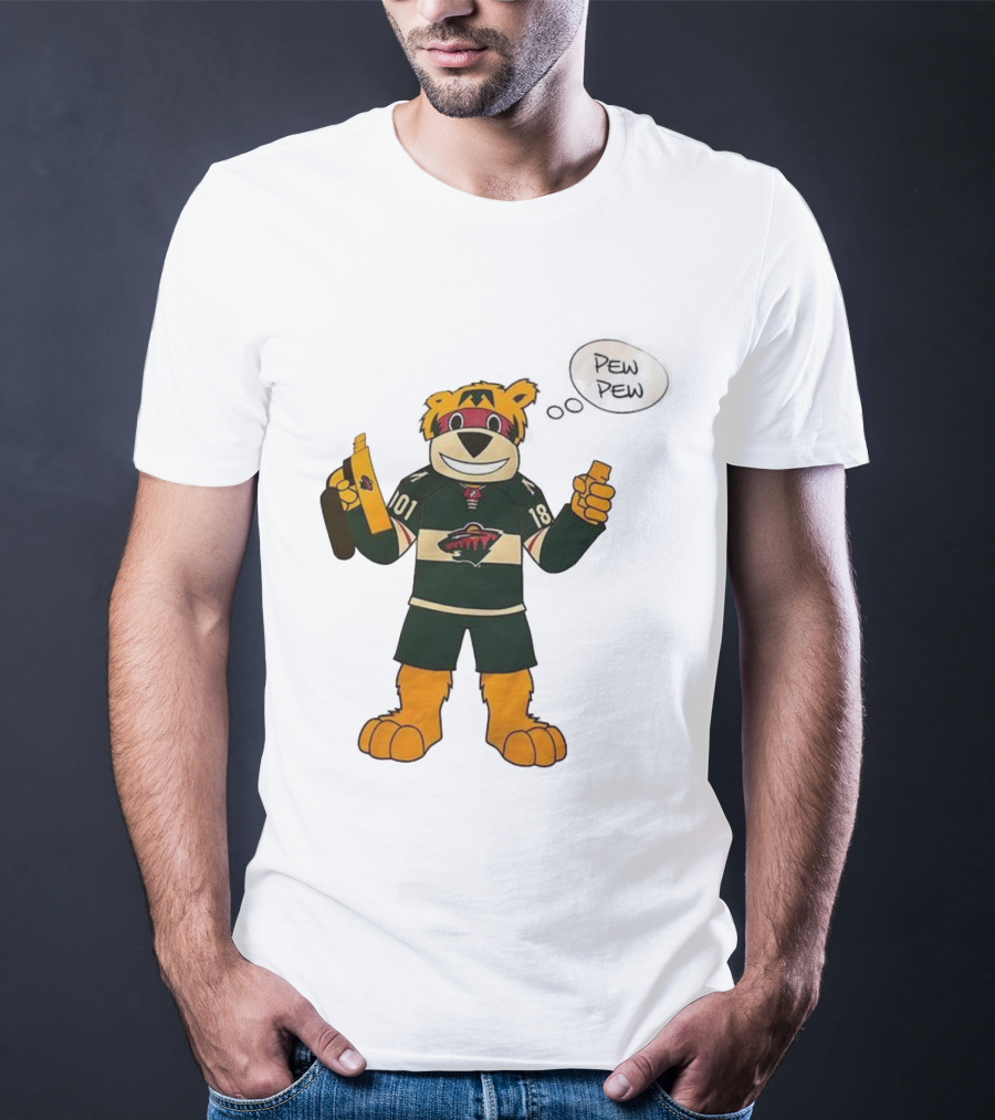 Minnesota Wild Mascot Nordy Pew Pew Hockey T-Shirt