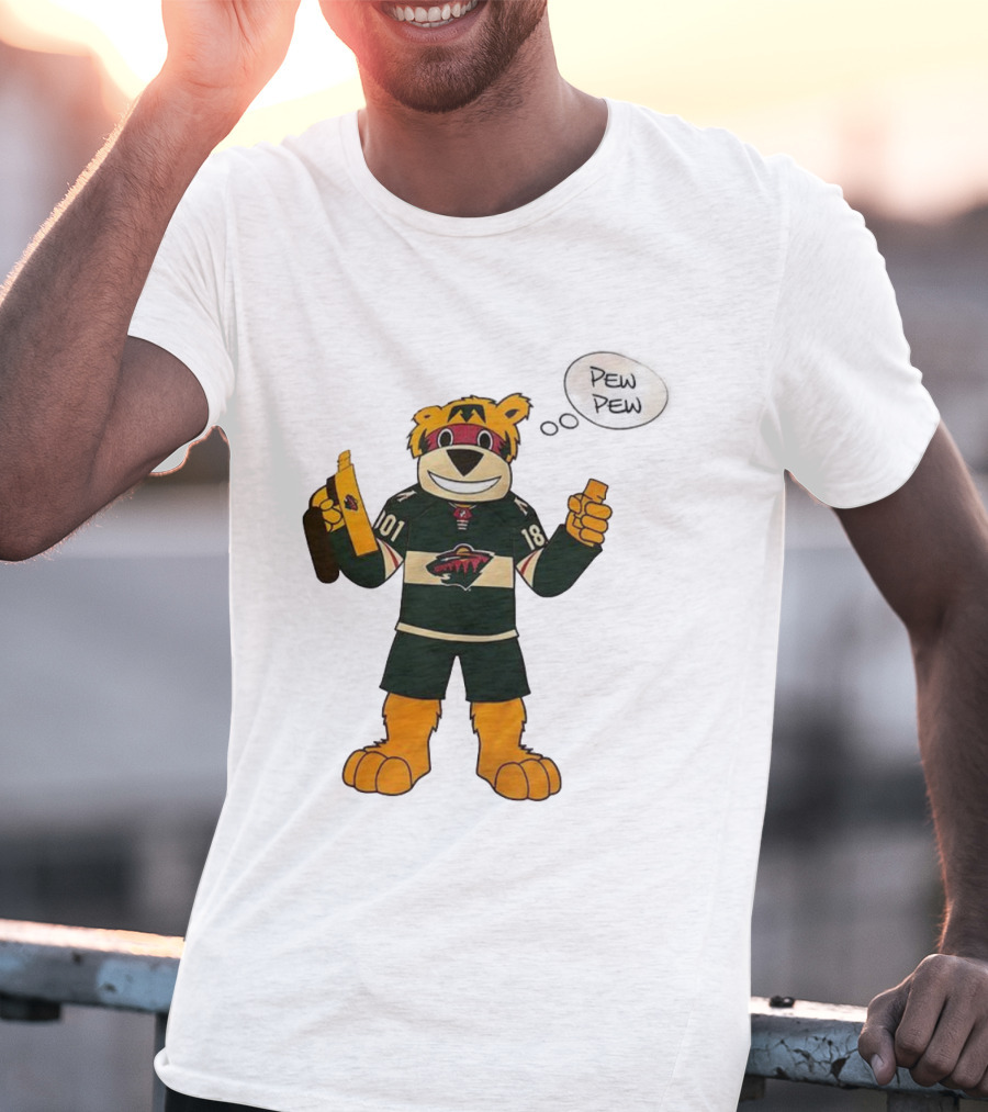 Minnesota Wild Mascot Nordy Pew Pew Hockey T-Shirt
