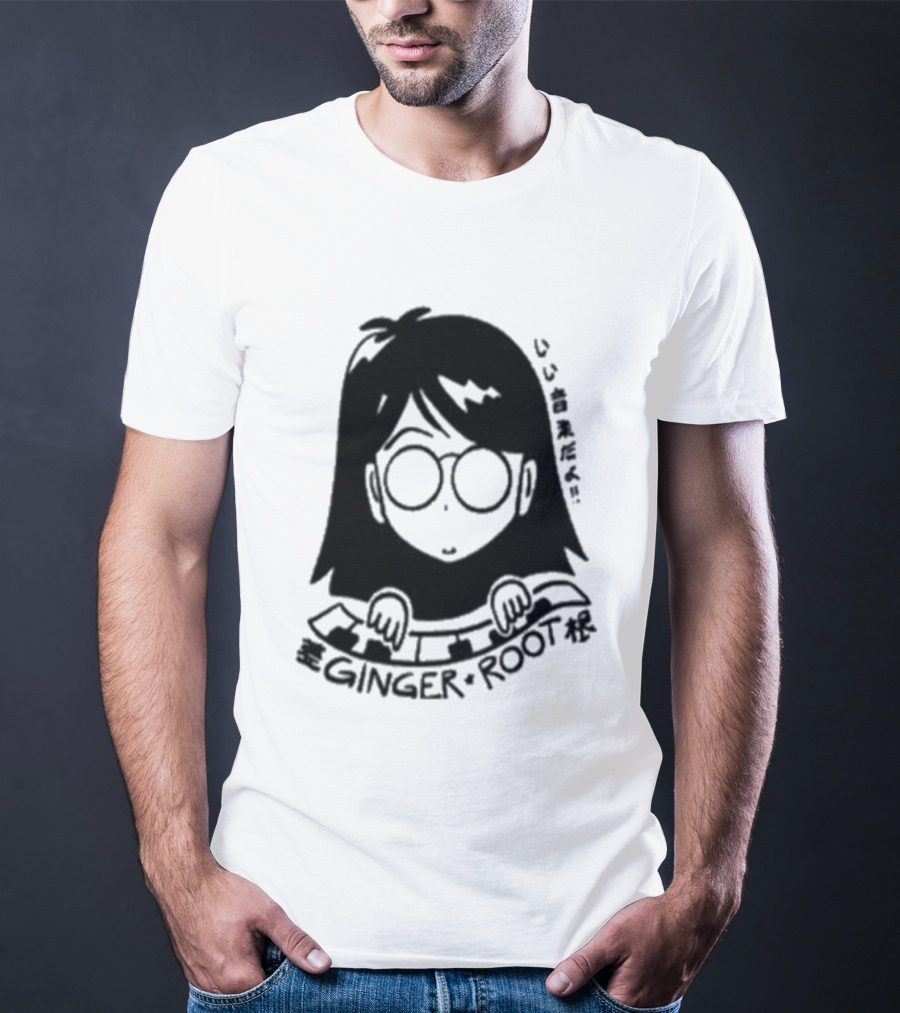 Ginger Root Cam Face Character Illustration T-Shirt