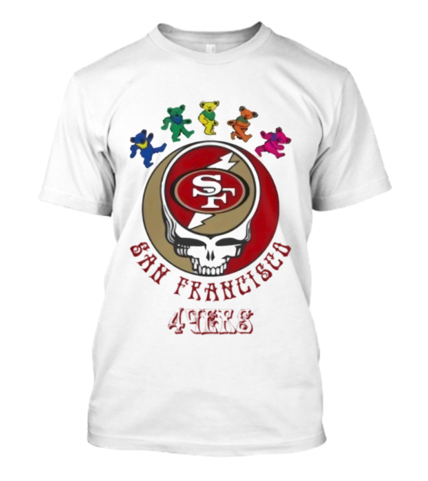 San Francisco 49ers Grateful Dead Dancing Bears Skull Collaboration T-Shirt