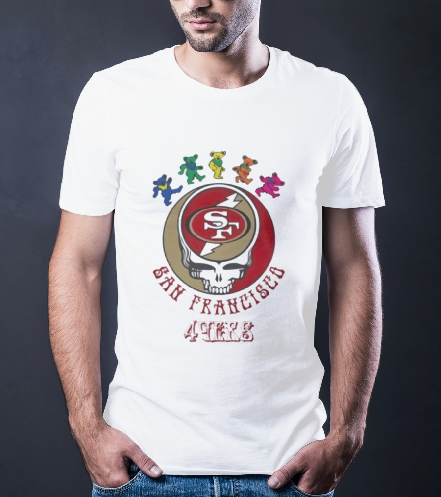 San Francisco 49ers Grateful Dead Dancing Bears Skull Collaboration T-Shirt