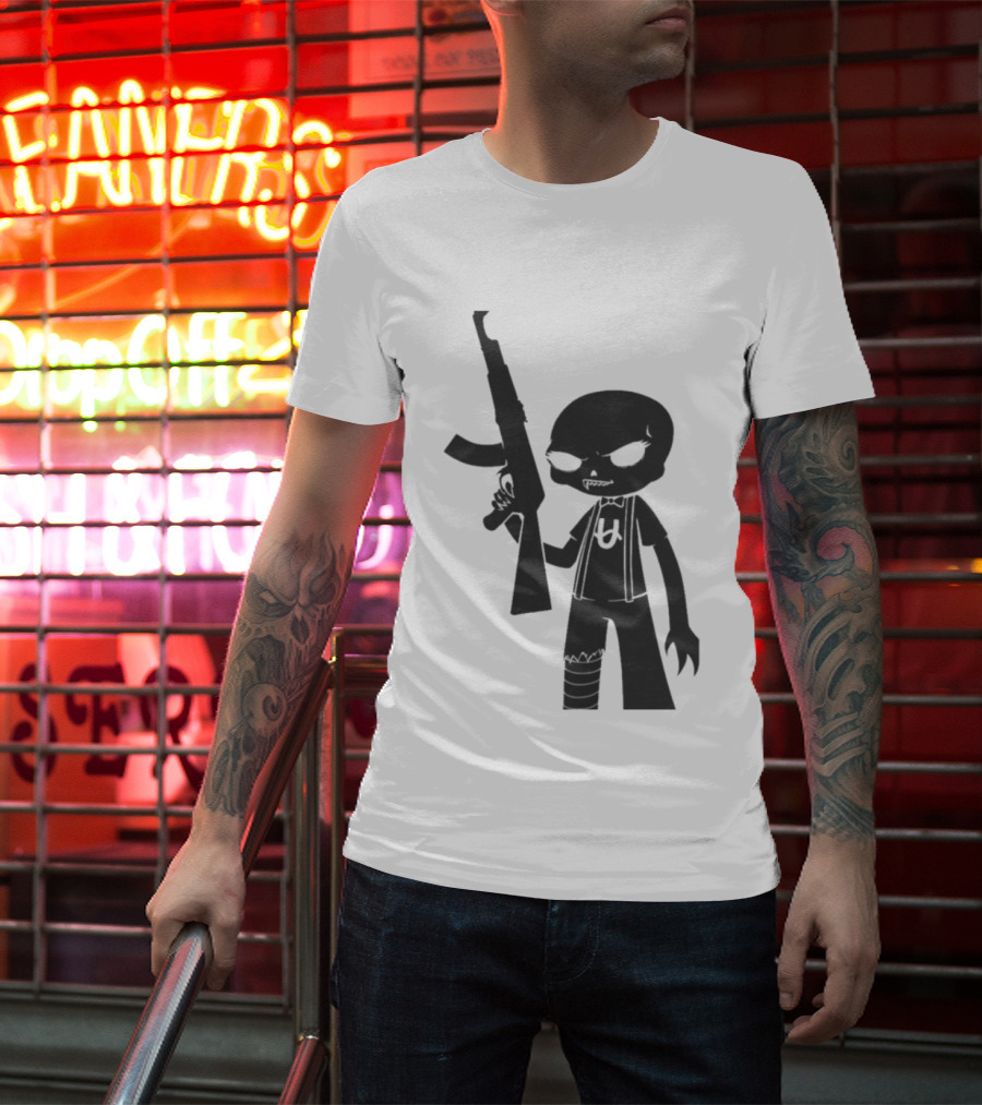 Homestuck Caliborn Character U Symbol Black Silhouette With Weapon T-Shirt