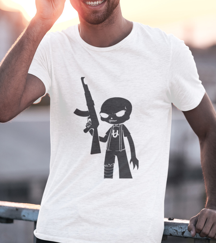 Homestuck Caliborn Character U Symbol Black Silhouette With Weapon T-Shirt
