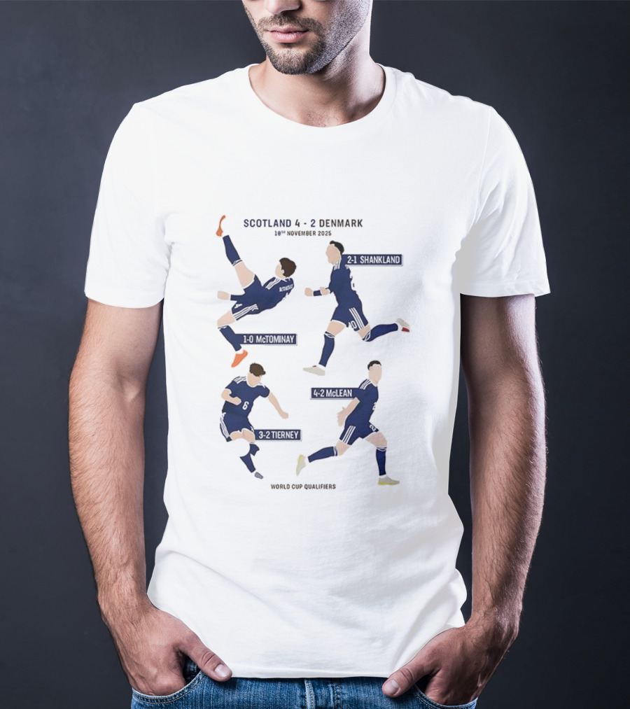 Scotland 4-2 Denmark World Cup Qualifiers 16th November 2025 Players’ Goals T-Shirt