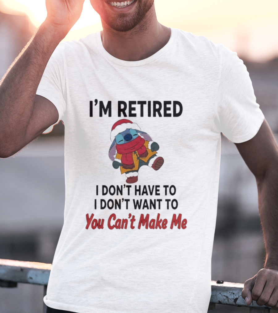 Stitch I'm Retired You Can't Make Me Cozy Winter Outfit T-Shirt
